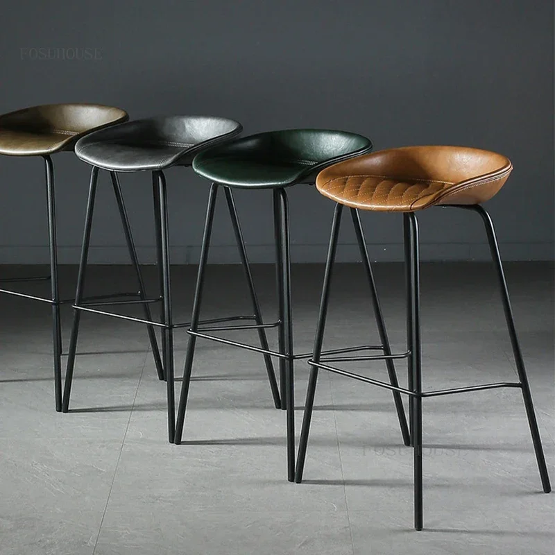 Nordic Light Luxury Bar Chairs Retro Industrial Style Bar Stools Living Room Home Creativity High Chair Kitchen Counter Stool W