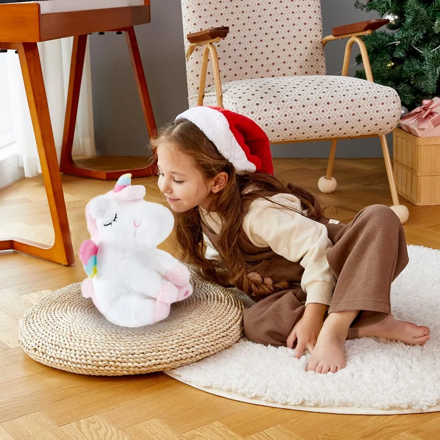 Plush toy LED Rainbow unicorn doll toys Animal soft music Plush doll Stuffed sleeping unicorn Gift for Girls kids room Bed pillow Birthday