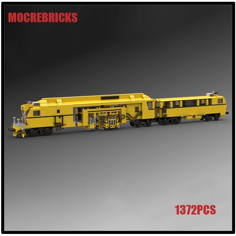 City Railway Maintenance Track Tamping Machine Engineering Train MOC Building Blocks Assembly Model Creative Bricks Toys 1