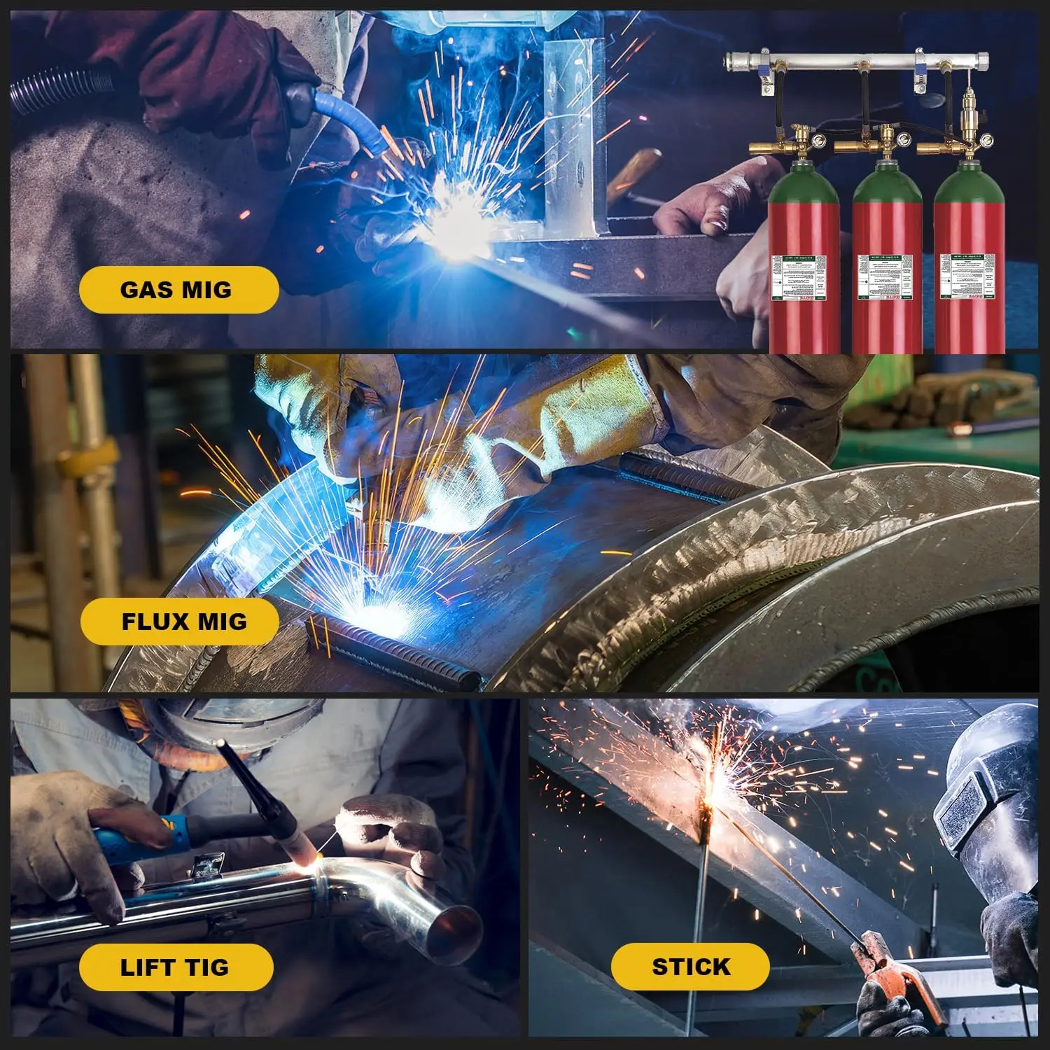 160A Mig Welder 110V/220V Dual Voltage 6 in 1 Stick Welder/Gas Mig/Gasless Flux Core Mig/Lift TIG/Spot Welding/Spool Gun 3