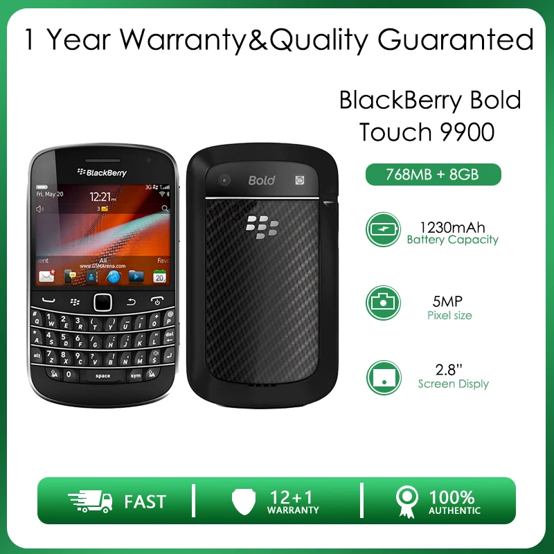 Original BlackBerry Bold Touch 9900 Unlocked Refurbished Mobile Phone