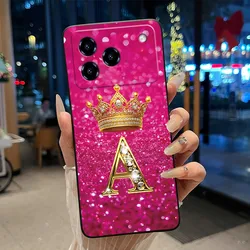 Elegant Shockproof Soft Silicone Black Phone Case with Golden Crown Design for ZTE Blade A76 4G (HEI - TPU3A)