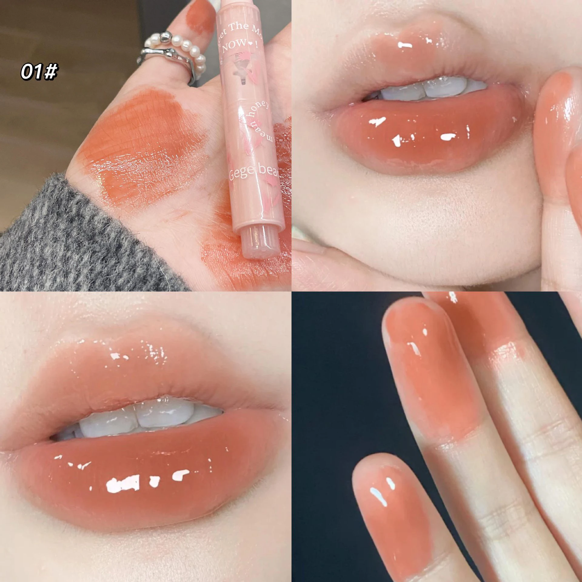 Florette – rouge à lèvres Transparent, glaçure à fleurs, gelée d'amour, miroir, tasse antiadhésive étanche, maquillage coréen Transparent, vente en gros_voghion.com