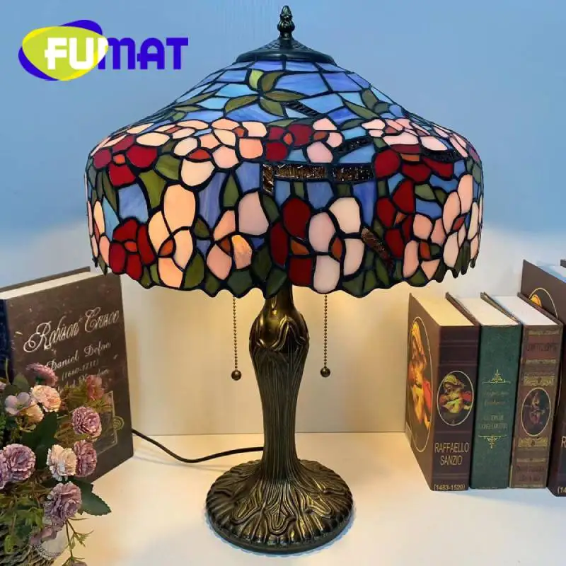 

Настольная лампа Тиффани FUMAT, витражное стекло ручной работы, атмосфера, изысканный маленький цветок, лампа для гостиной и спальни