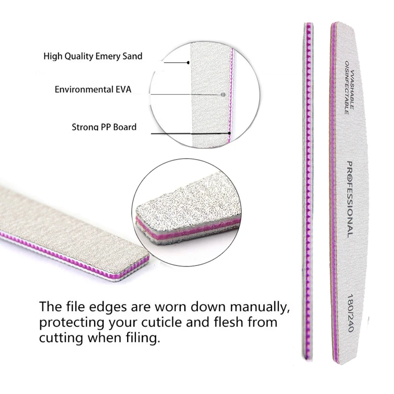 5/10Pcs Banana Nail Files Set 180/240 Grit Sandpaper Sanding Nails Buffer File Professional Supply Manicure Accessories And Tool Best Sellers In Beauty & Health