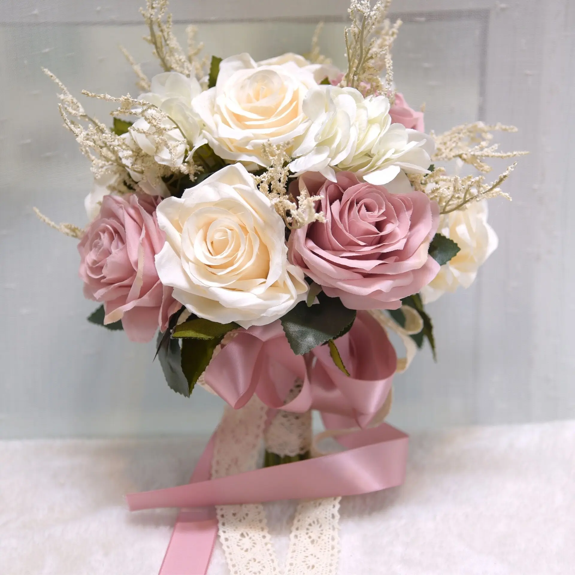 Wedding Bouquets White Bridal Bouquet Silk Flowers Artificial Roses Marriage Bridesmaid Wedding Accessories