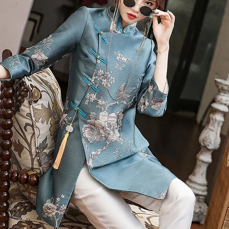 Hanfu Jacket Chinese traditional clothing female Chinese style hanfu improved cheongsam coat women vintage tang suit jacket