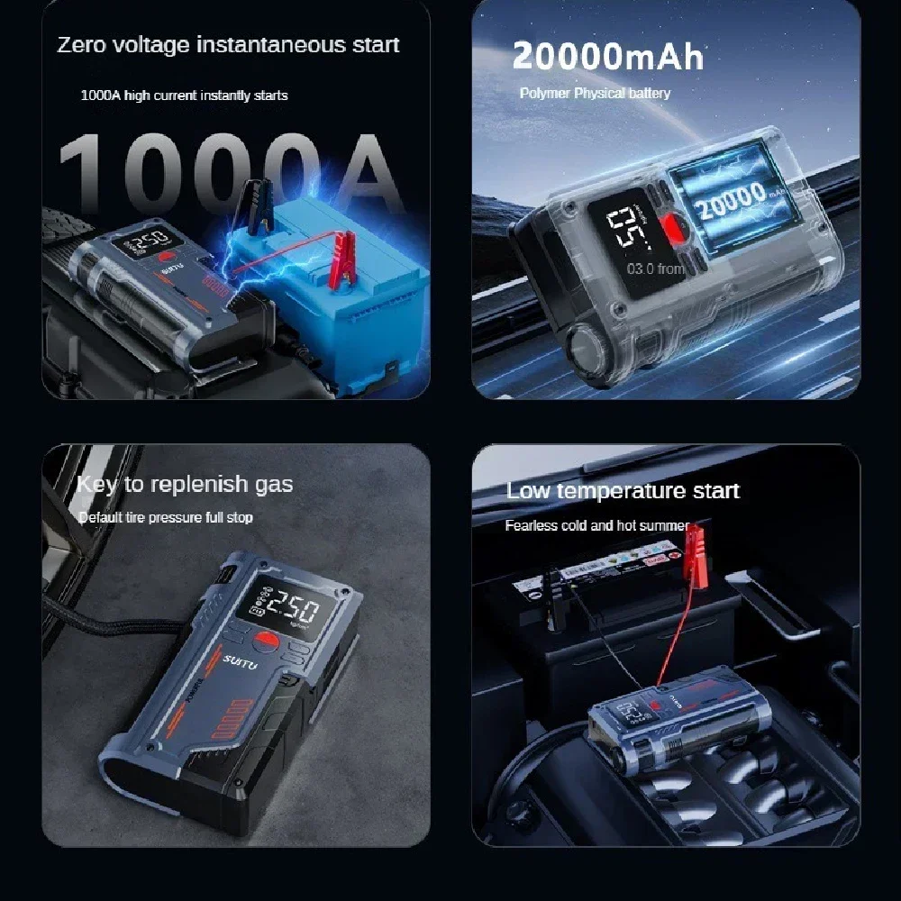 Portable Car Jump Starter & Air Pump 4 In 1 150PSI Air Compressor PowerBank Booster Car Starter Device Automotive Tyre Inflator air pump electric tire inflator air compressor pump air compressor tire inflator inflatable pump tire inflator gun