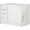 South Shore Myro Kitchen Island, Faux White Marble and White 1