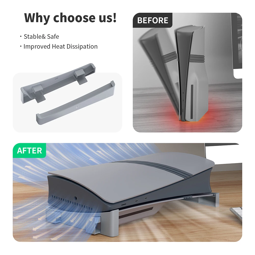 Horizontal Stand for PS5 Pro Console Base Bracket 30th Anniversary Host Storage Rack Cooling Mount for PS5 Slim Accessories