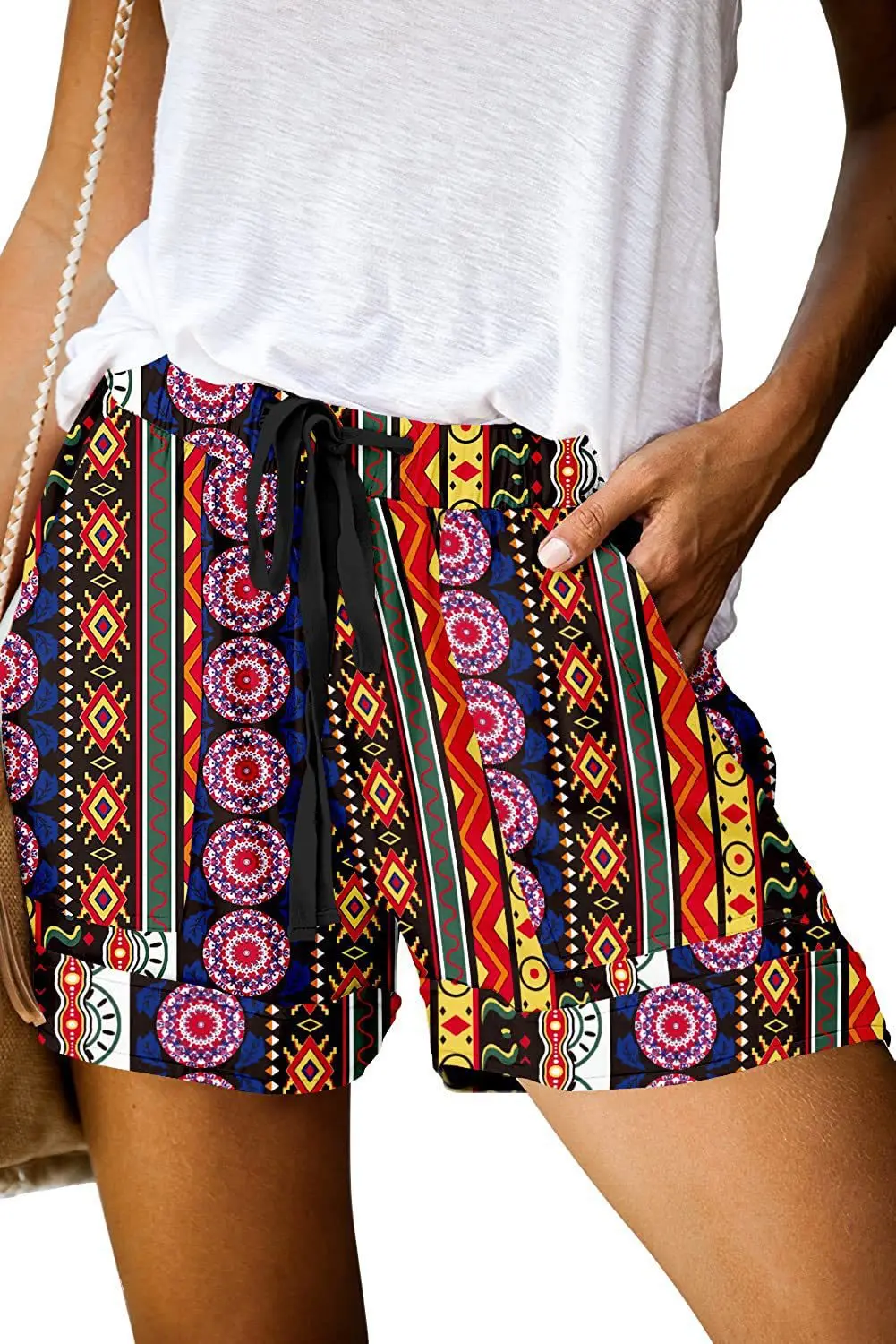 2023 Summer New Short Print High Waist Straight Short Women's Casual Pants Women's Beach Pants Hot Pants Women's shorts