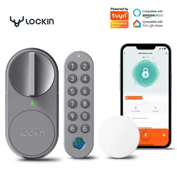 Lockin G30 Tuya App WiFi Smart Door Lock Quick Keyless Entry Bluetooth Fingerprint Keypad Unlock Compatible with Alexa Google