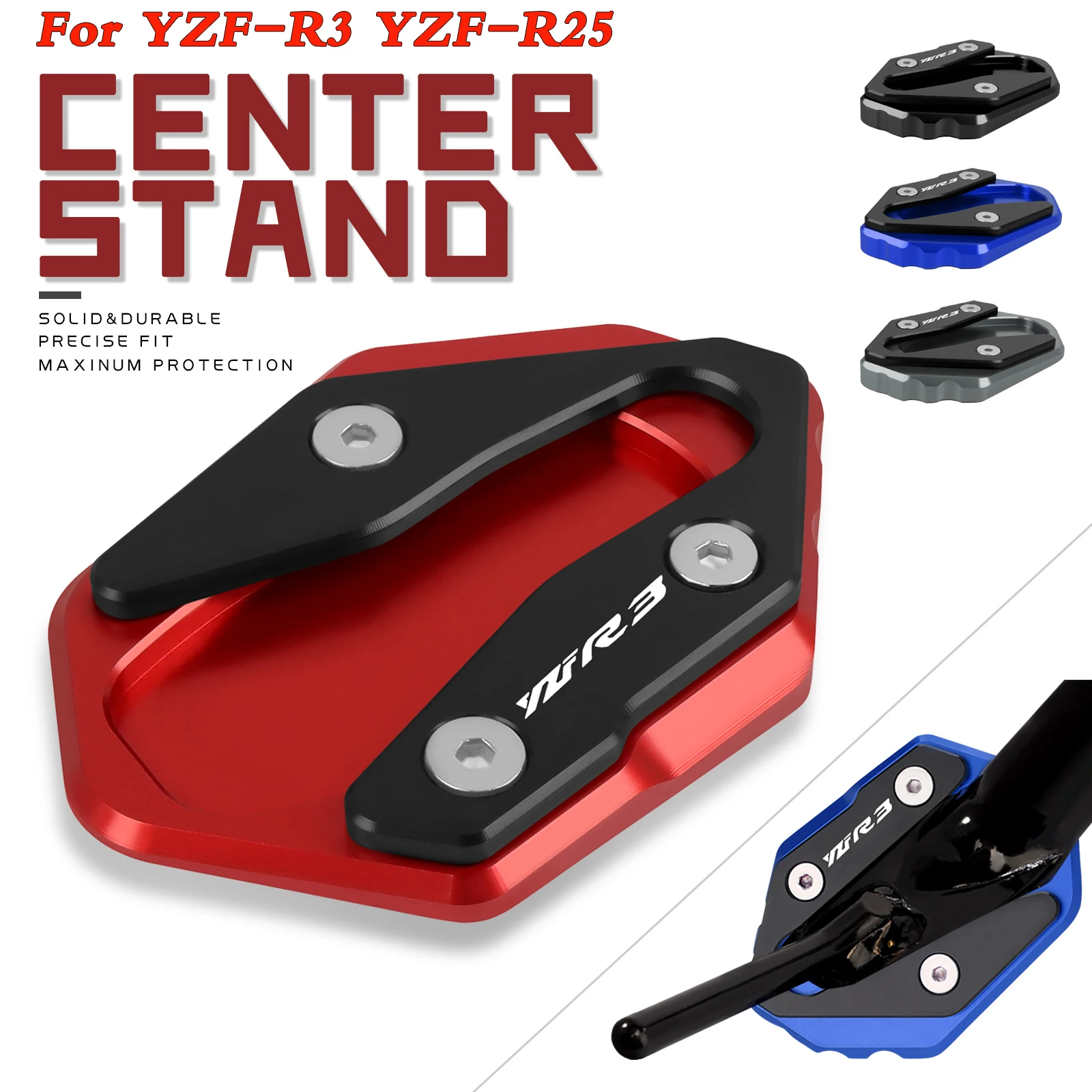 

For YAMAHA YZF-R3 YZF-R25 YZFR3 YZFR25 YZF R3 R25 2021-2022 Motorcycle Foot Side Stand Enlarger Plate Kickstand Extension Pad