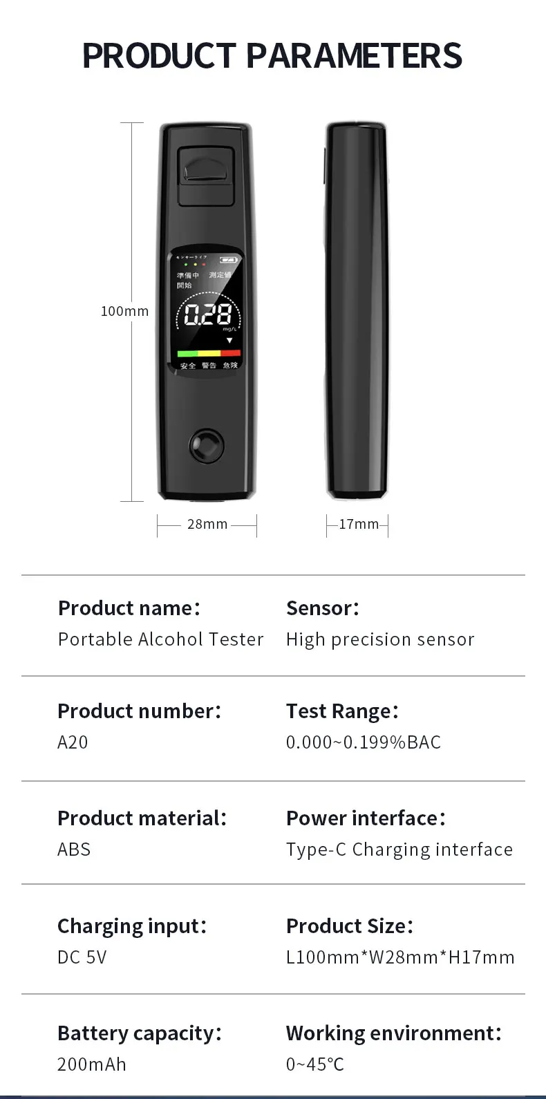 Éthylotest Compteur De Millimètres - Test Précis Alcoolémie