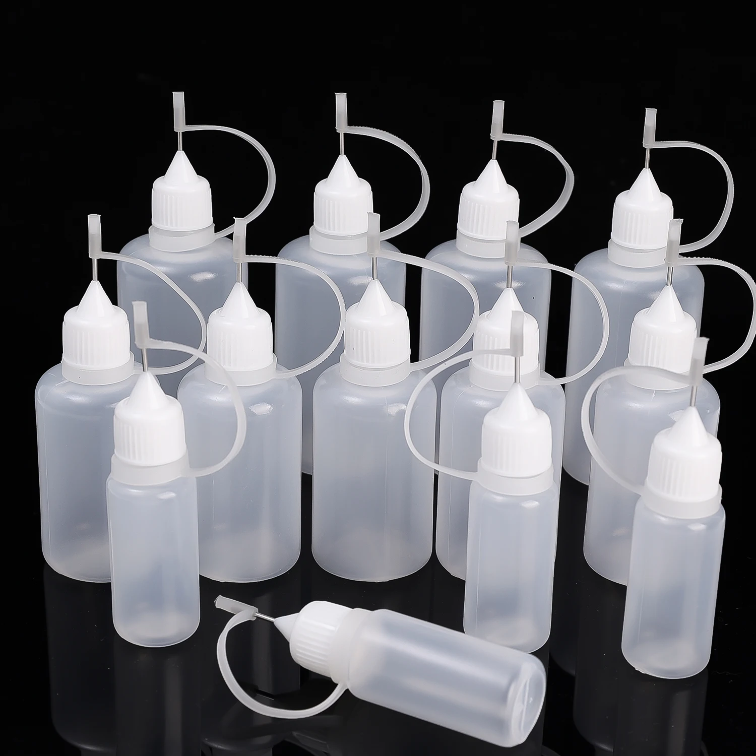 50/30/10ml Plastic Squeezable Tip Bottle Refillable Applicator Bottles with Needle Tip Cap for Glue Pigment Oil Liquid Dispenser 2