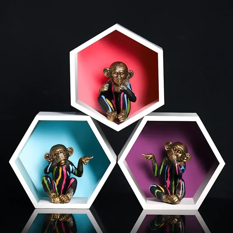 

Nordic Creative Animal Decoration Water Drop Color Monkey Statue Model Cute Sculpture Desktop Home Decoration Softcover Cabinet