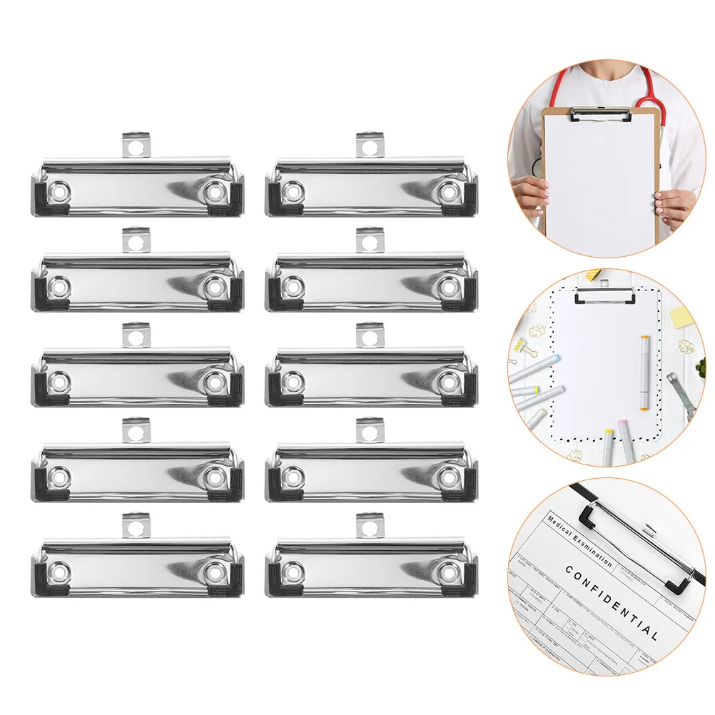 

10 Pcs Stationery Plate Holder File Board Clips for School Clipboard Hardwares Office Supplies