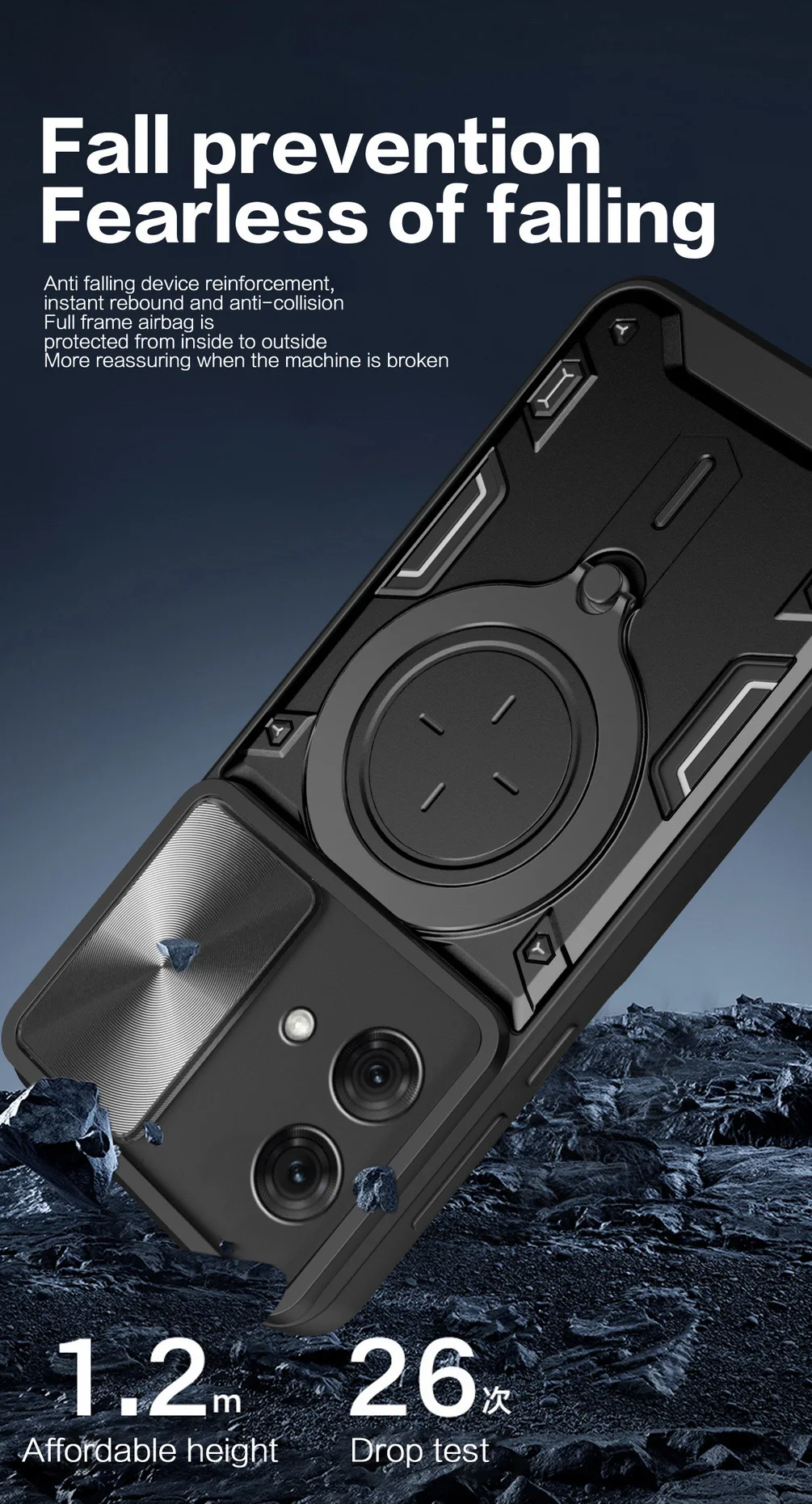 Shockproof Phone Case With Camera Protector & Rotating Ring Holder_voghion.com
