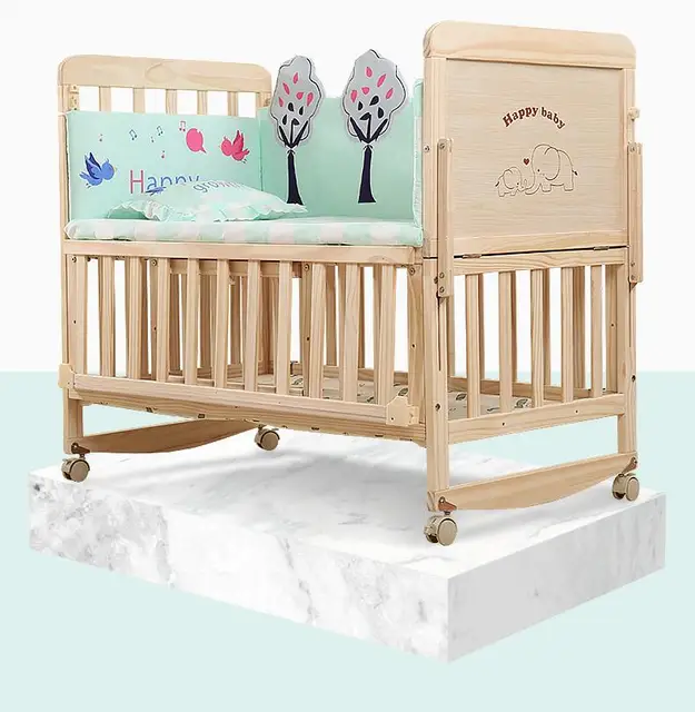 Wooden Baby Crib for Infants with Multiple Functions Newborn Child's Assembled Large Bed with Rocking and Cradle Features 2