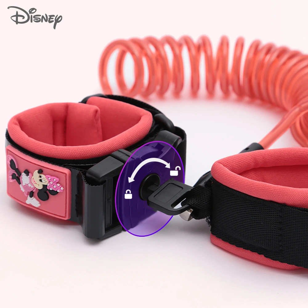 Disney Brand Baby Anti-lost Bracelet With Lock Anti-missing Harness Strap Rope Lock-proof Belt 1.8m For Kids Toddlers Children baby harness baby loss prevention bracelet safety wristbands bracelets