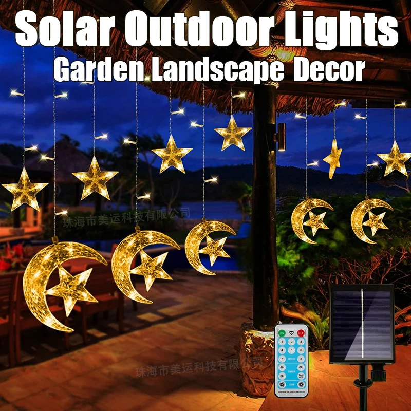 LED Solar Christmas Star Moon Curtain Lights Courtyard Landscape Decor New Day Cross Outdoor Camping Colorful Villa Garden Lamps cross big fan n series toptech wall mounted air curtain