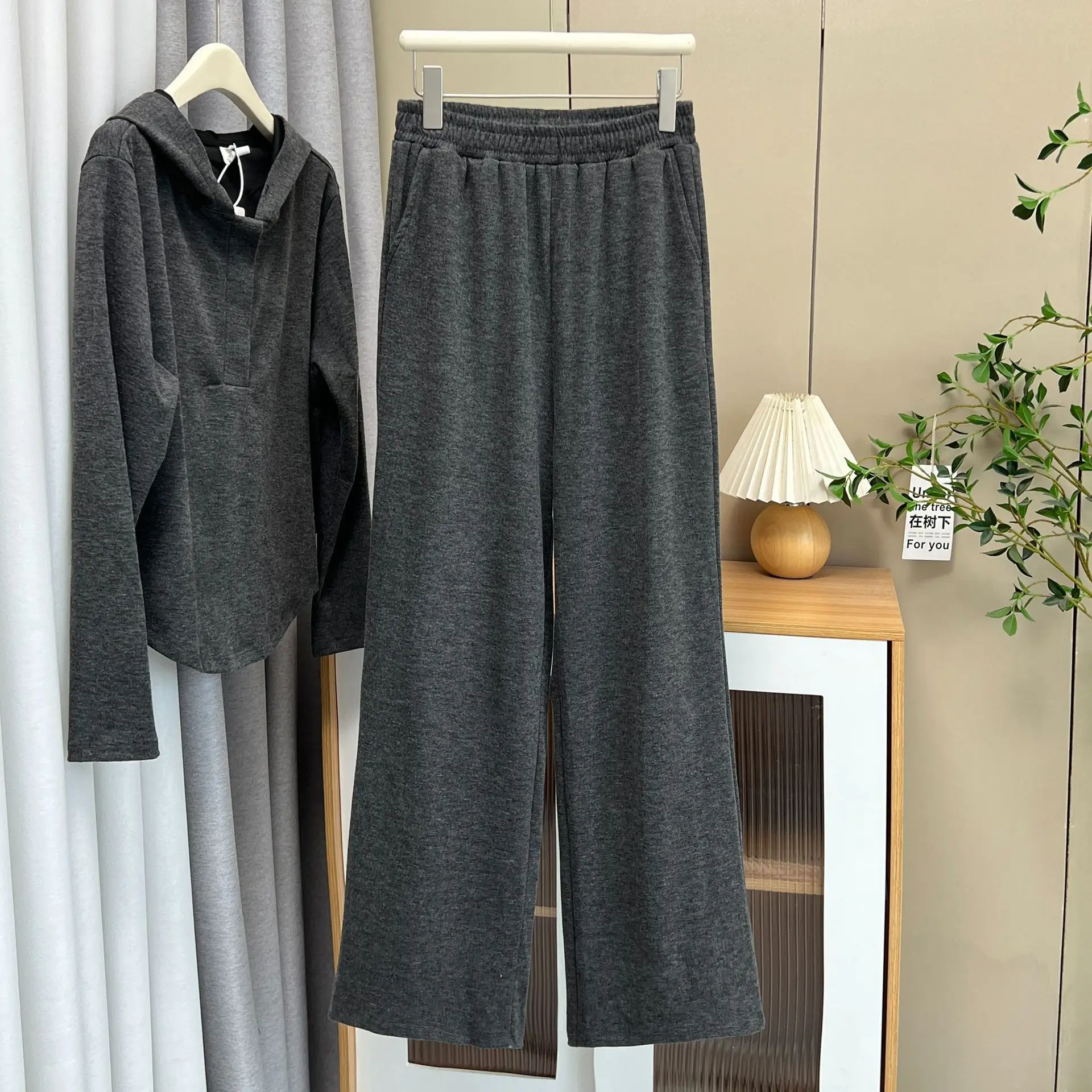 XXXXL Fashion Plus Size Women's Sets Autumn New Style Casual And Sporty Hooded Top And Long Pants Two Pieces Set