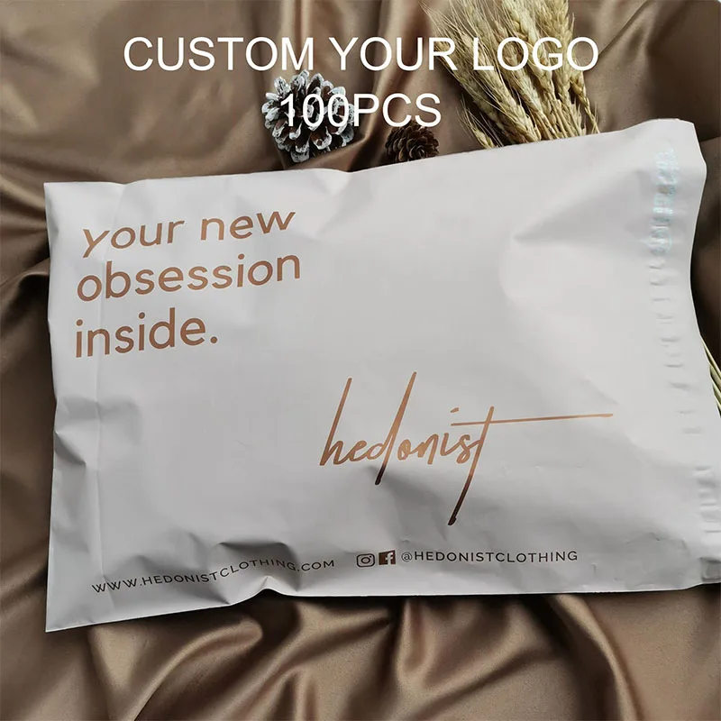 50 1000 Custom LOGO Printed Biodegradable nude beige courier bag