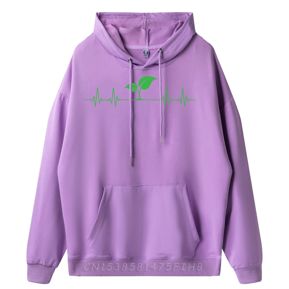 Classic Vegan Green Plant Heartbeat Vegetarian Hoodies Funny Lovers Day long Sleeve O-Neck Sweatshirt Woman Funny Hoodies Vegan Green Plant Heartbeat Vegetarian Plan Based Diet qianzi