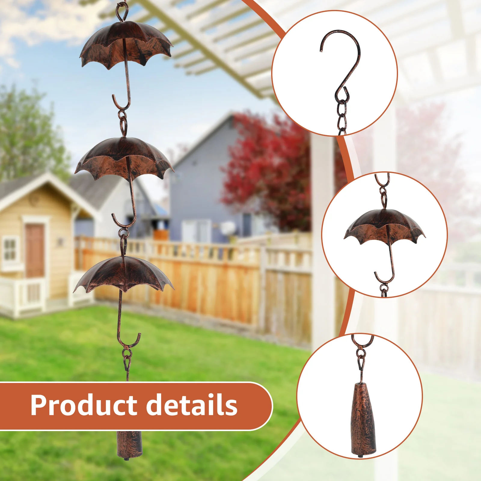 Vintage Pinecone/Umbrella Metal Rain Chain 3