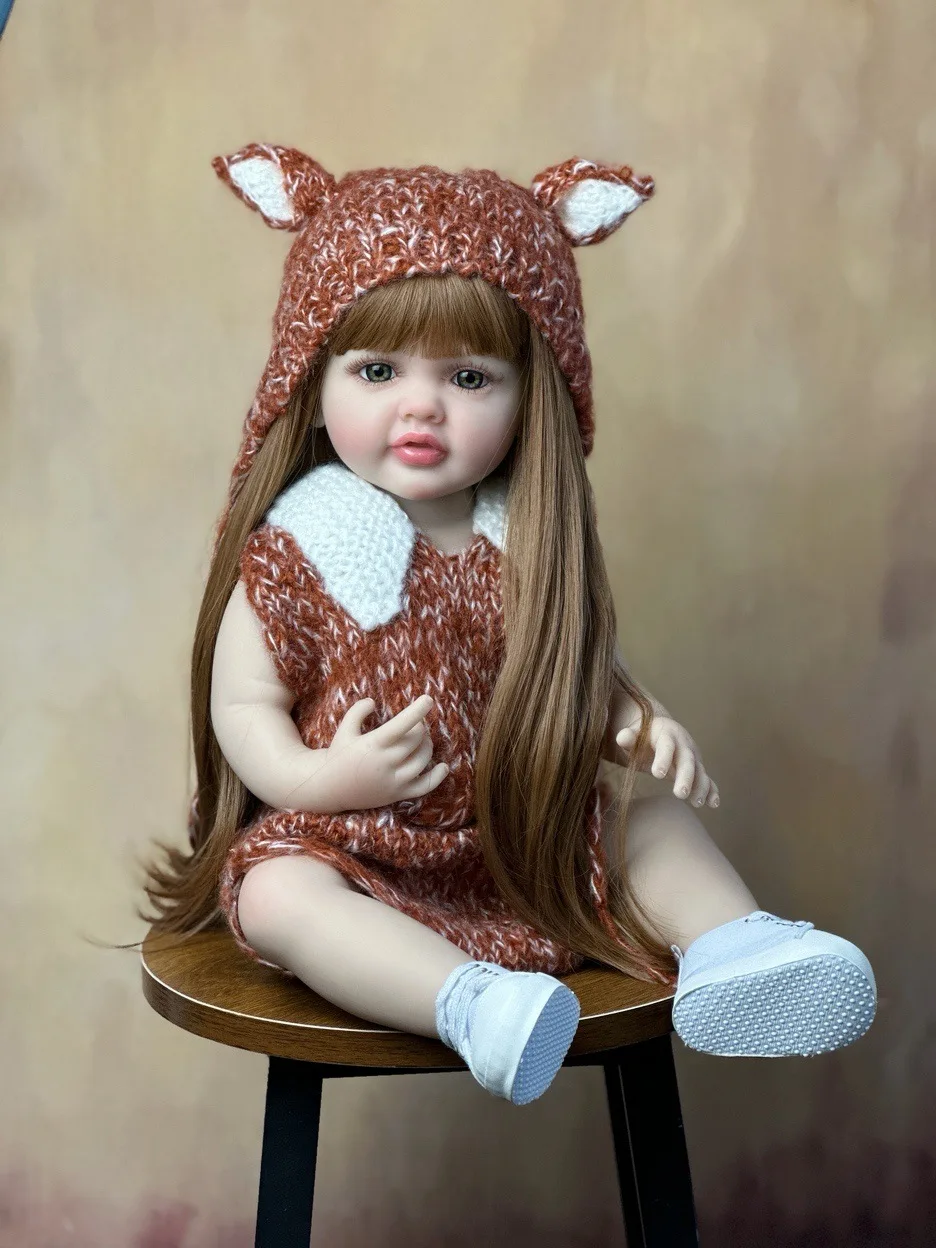 

New 55CM Lifelike Reborn Toddler Bebe Doll Reborn Baby Awake Washable Toy Soft Silicone Vinyl Body Christmas Surprice Gifts Doll