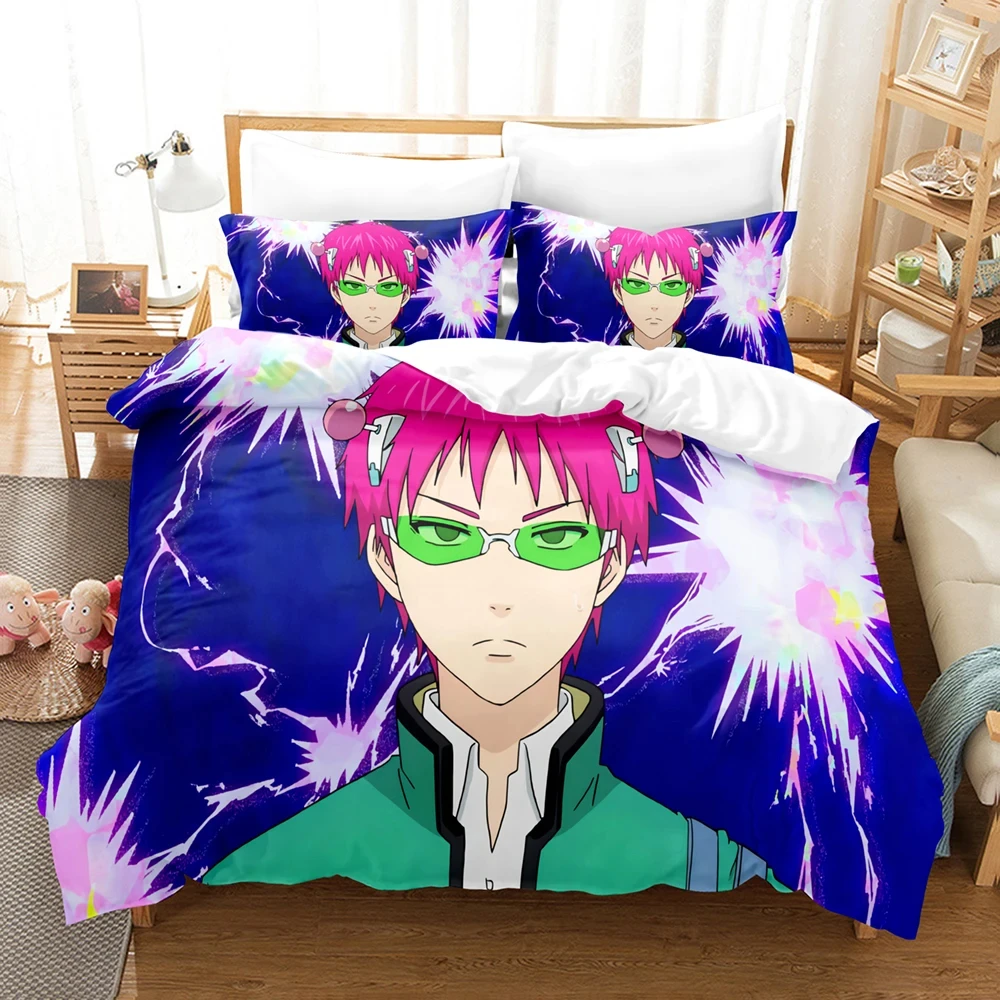 

Anime The Disastrous Life of Saiki K Kusuo 2/3PCS Bedding Set Boys Girls Twin Queen Size Duvet Cover Pillowcase Bed Kids Adult