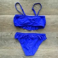 Girl Biquini Bathing Suit Teenagers Solid 2 Pieces Swimwear For Children Swimsuit Split Bikinis Set Kids Hollow Swimsuit Tankini 3