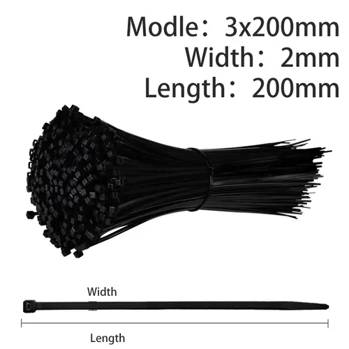 500/200/100Pcs Plastic Nylon Cable Ties Self-locking 1.9/2.7mm Cord Straps Adjustable Fastening Loop Home Office Wire Zip Garden - Image 8