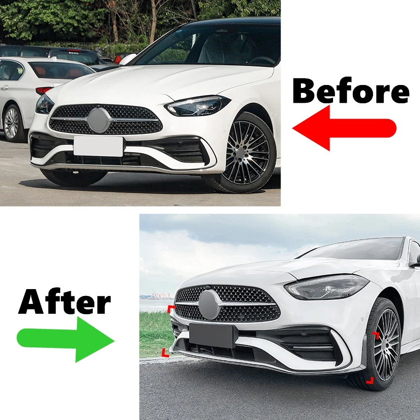 메르세데스-벤츠 C-클래스 W206 S206 C200 C260 C43 AMG 2022+용 자동차 프론트 범퍼 립 디퓨저 스포일러