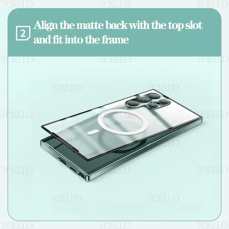 New Streamer Frosted Metal Frame For Samsung Galaxy S22 Ultra Aluminum Alloy Frame Translucent Frosted Magnetic Core Back Coque
