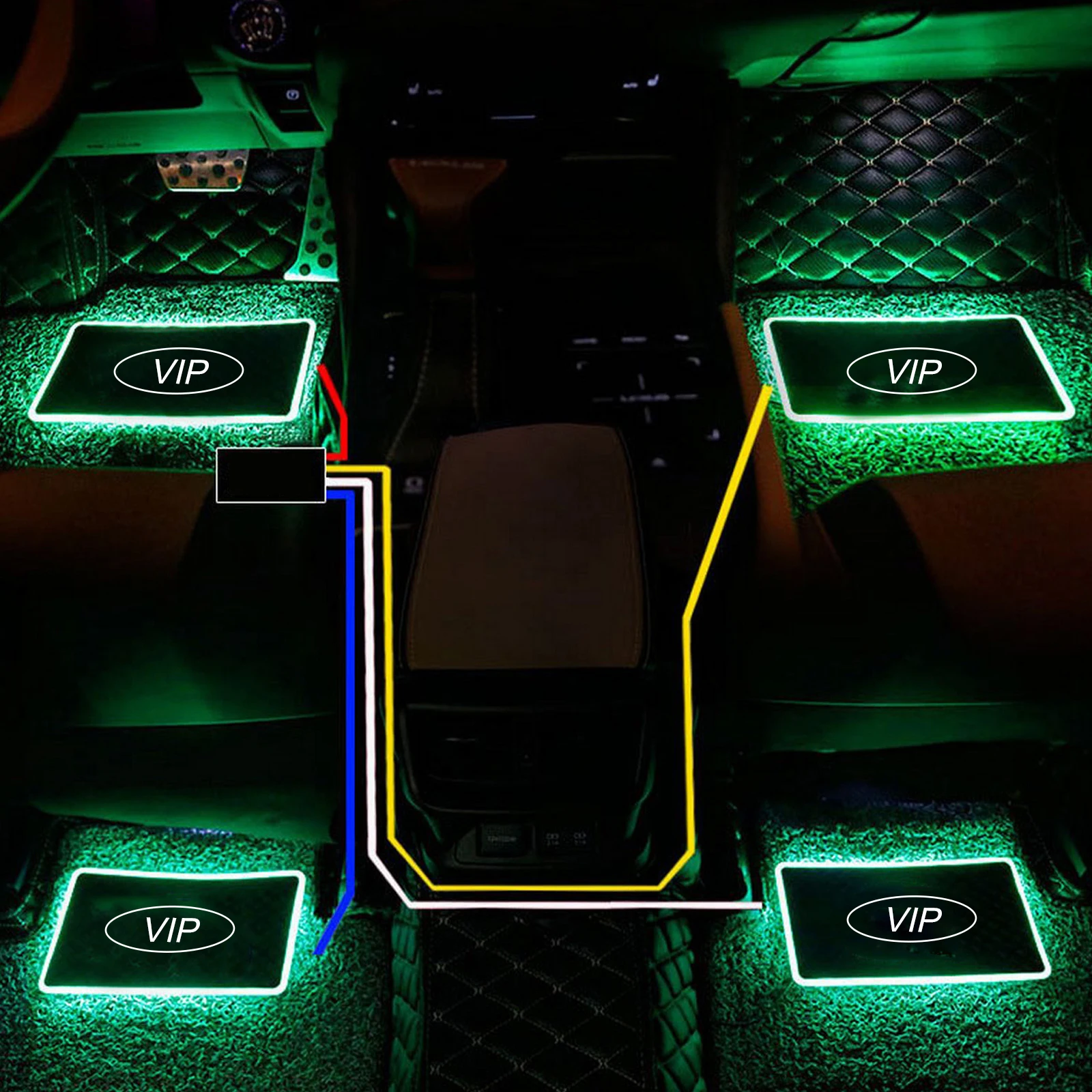 Tapis de voiture LED Ambiente avec sélection des couleurs, diverses  fonctions d'éclairage et télécommande pour l'éclairage d'ambiance, Tapis  de sol textile universel, Tapis de sol en textile