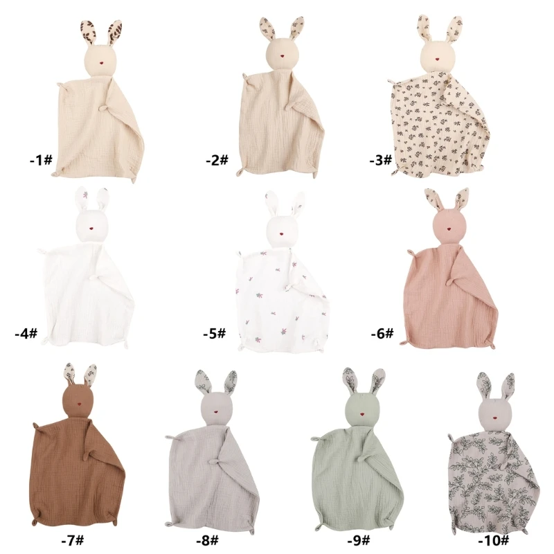 Rabbit Security Blanket Soothe Appease Towel Cotton Comforter Blanket Saliva Towel Printed Soothing for Toddlers