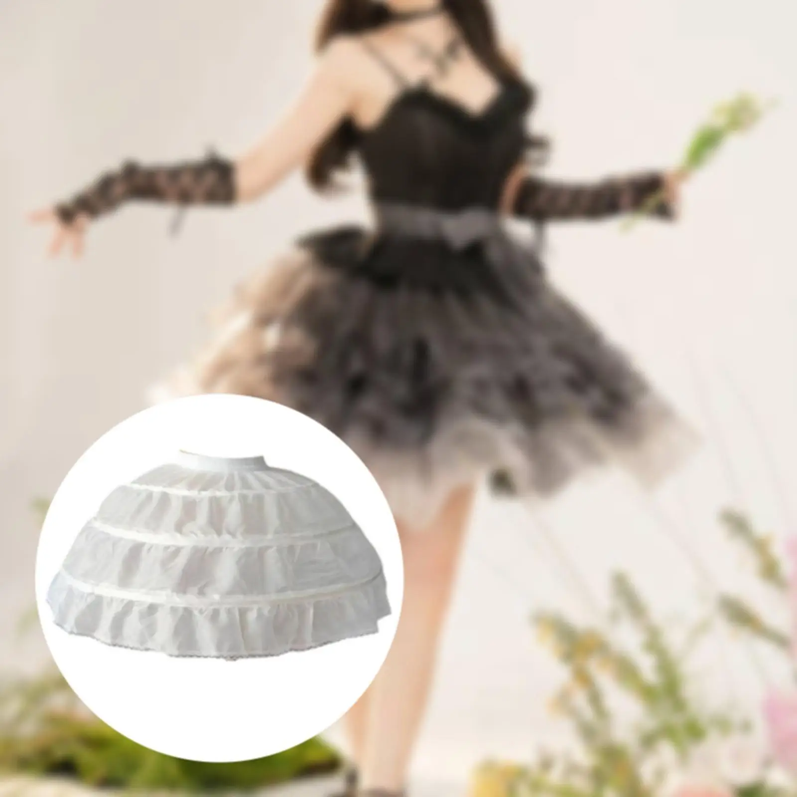 3 Hoops Petticoat Simple Dress Underskirt for Stage Performance Role Playing