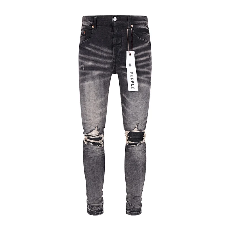 

best place to buy ripped jeans men's designer Purple Brand Distressed Skinny Destroyed Stretch Pants destroyed Denim Trousers