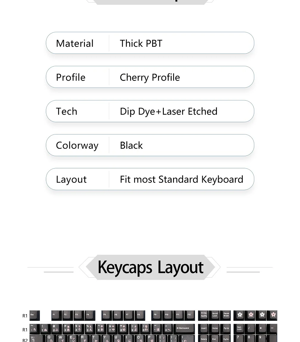 Cherry Profile Keycap Set thick PBT WOB Black Pink Dip Dye Laser Etched legends for gh60 xd60 bm65 bm68 bm60 xd68 Feker 75 wifi keyboard for pc