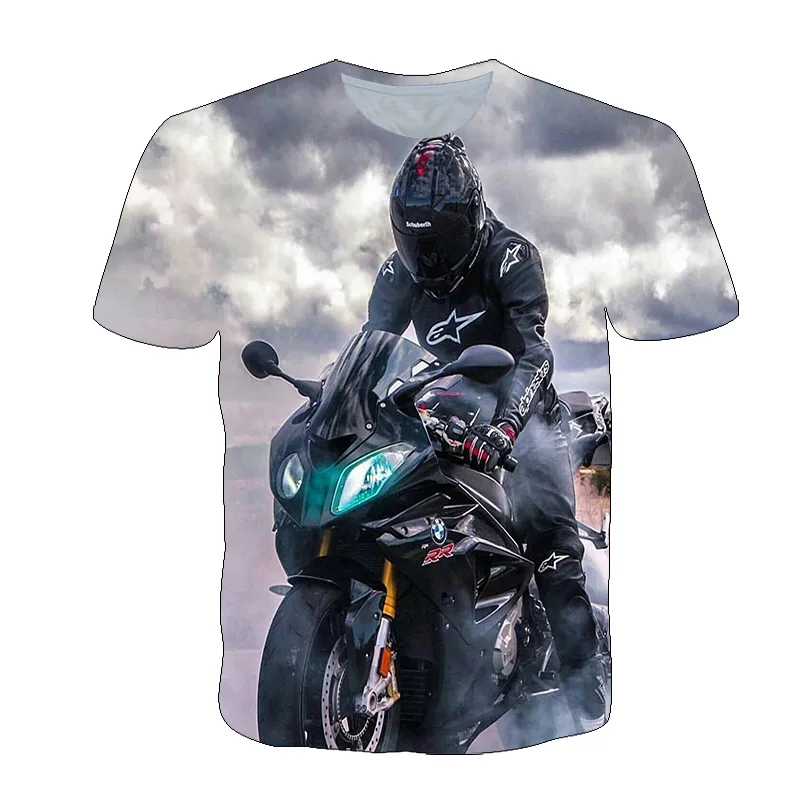 Camiseta gráfica de corrida de motocicleta masculina,