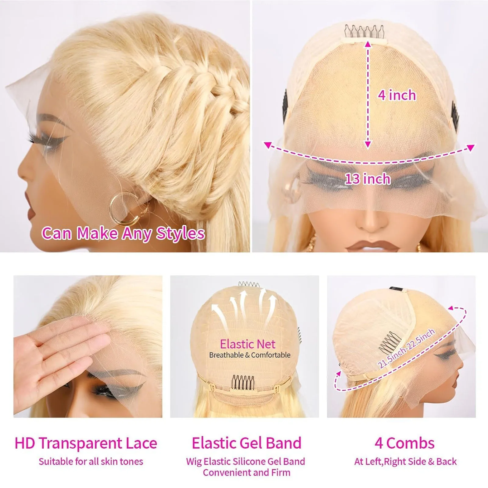 30 40 Inch 250 300% Density Blonde 613 Lace Front Wigs 13x6 HD Lace Wig Transparent Frontal 13X4 Bone Straight Human Hair Wigs 6