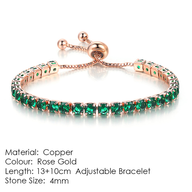 Luxury Adjustable Tennis Bracelets For Women Christmas Gift Rainbow Zircon Rose Gold Color Chain Jewelry Korean H056
