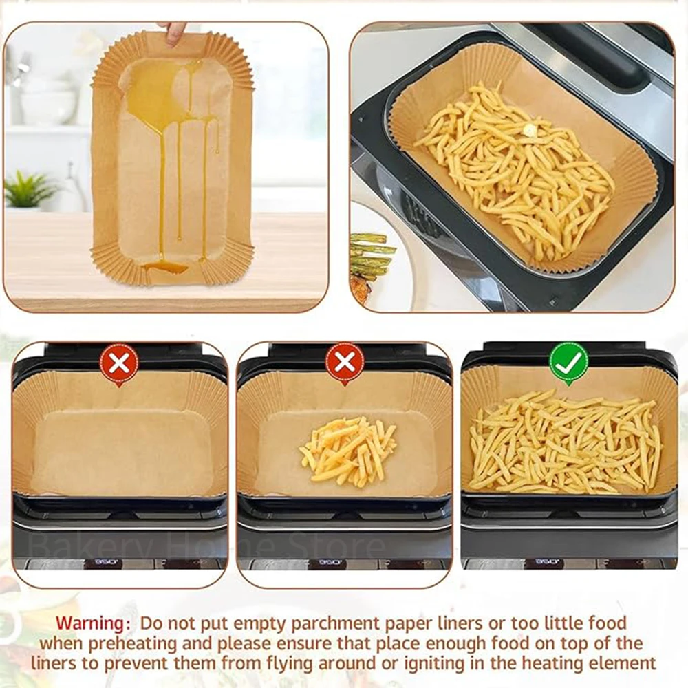 Air Fryer Disposable Liners Rectangle Air Fryer Parchment Paper Baking Tools For Ninja Foodi Smart XL 6-in-1 Indoor Grill 100Pcs Air Fryer Paper Disposable Air Fryer Liners Air Fryer Accessories Air Fryer Liners Parchment Baking Paper