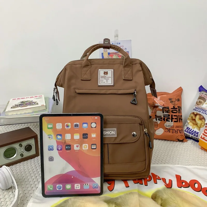 Korean Women's Nylon Backpack Candy Color Waterproof School Bag Teen Girls Travel Shoulder Bag Women's Backpack Mochila 2023 3