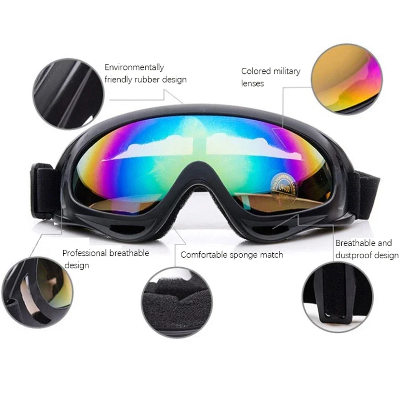 1Pc Winter Adults Windproof Skiing Glasses Goggles Outdoor Sports CS Glasses Ski Goggles UV400 Dustproof Moto Cycling Sunglasses