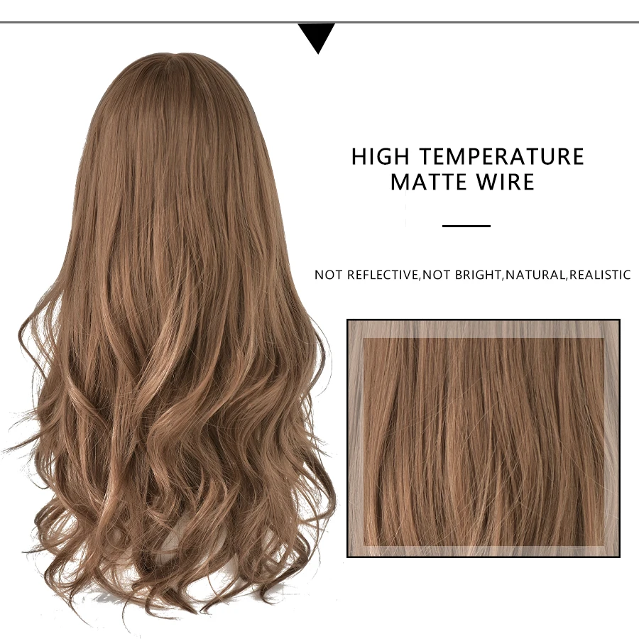 7JHH-Peluca de cabello sintético para mujer, postizo largo y ondulado con flequillo, color negro y Rubio Natural, resistente al calor