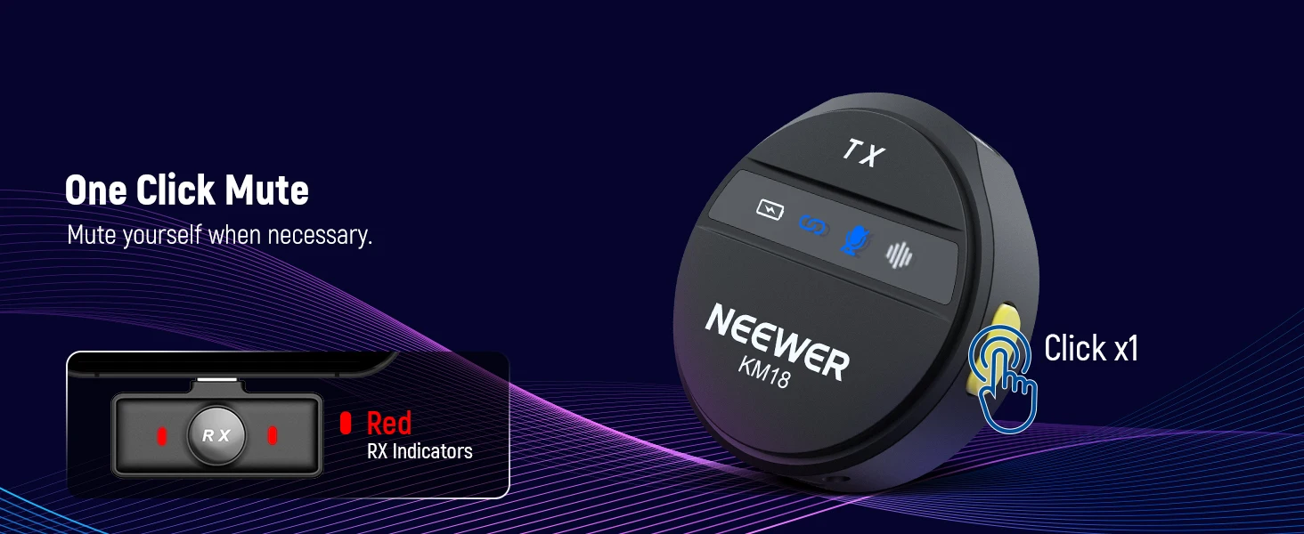 Neewer KM18 Wireless Lav Mic w/Noise Canceling & USB-C Case, 24H 200m for iPhone