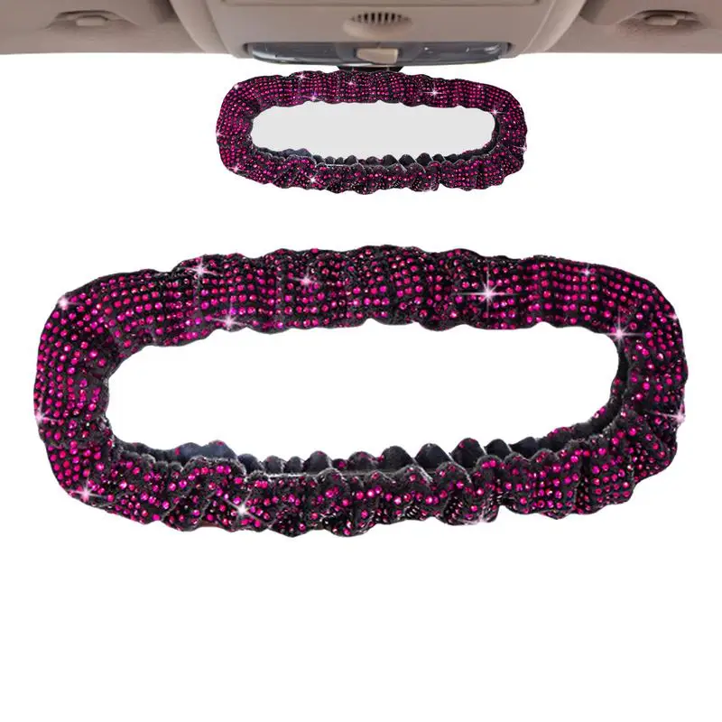 Decorative Rearview Glass Accessories Crystal Rhinestone Rearview Glass Cover Glitter Decoration Automotive