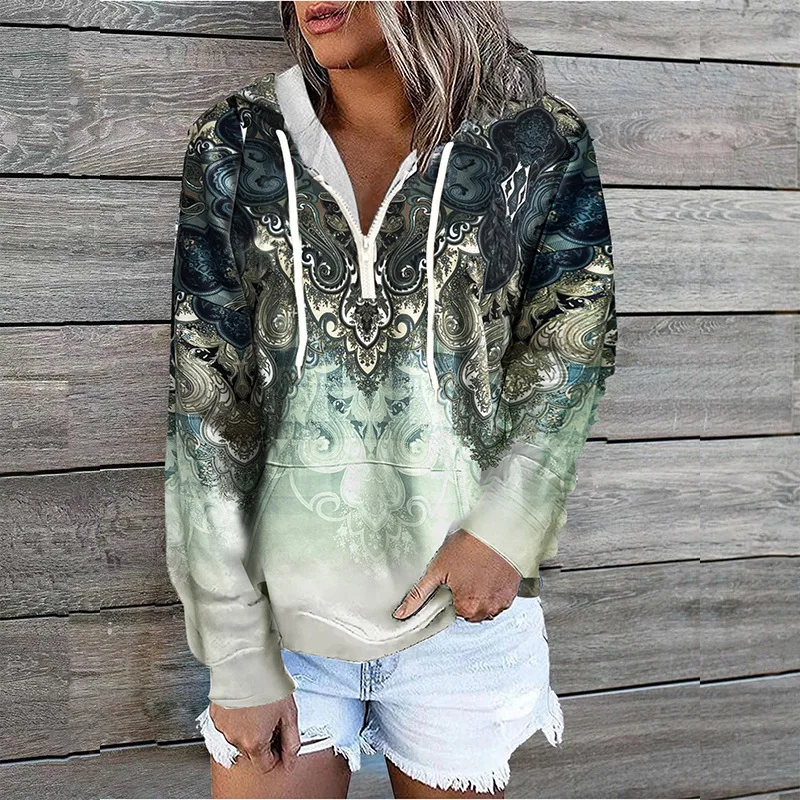 

Women's Autumn Winter Hoodie Sweatshirt Female Fashion Long Sleeve Casual Oversized Printed Hooded Coats Tops